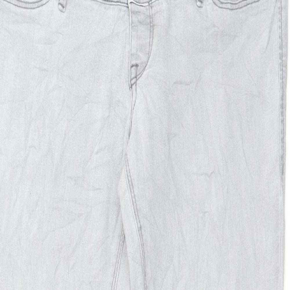 H&M Womens Grey Cotton Skinny Jeans Size 12 L32 in Regular Button