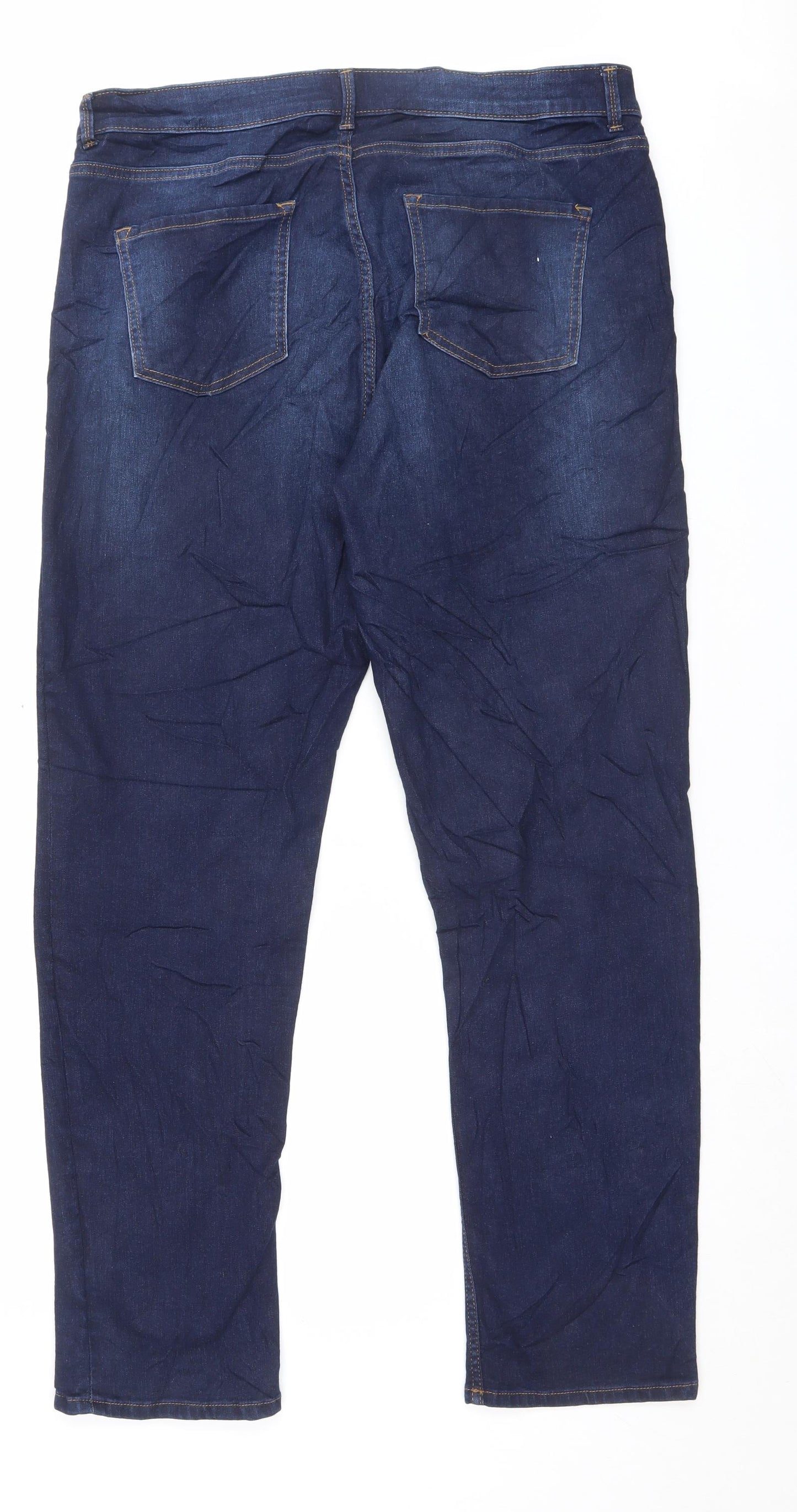 Marks and Spencer Womens Blue Cotton Straight Jeans Size 18 L31 in Regular Button