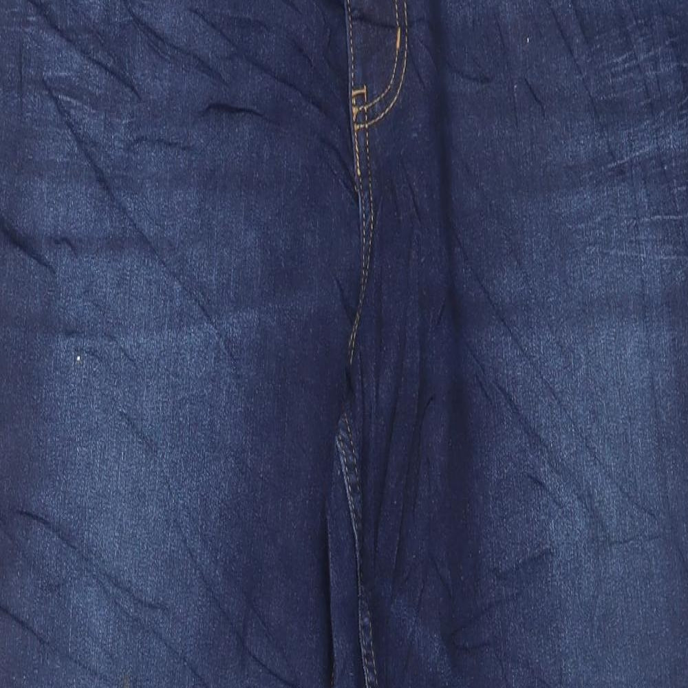 Marks and Spencer Womens Blue Cotton Straight Jeans Size 18 L31 in Regular Button