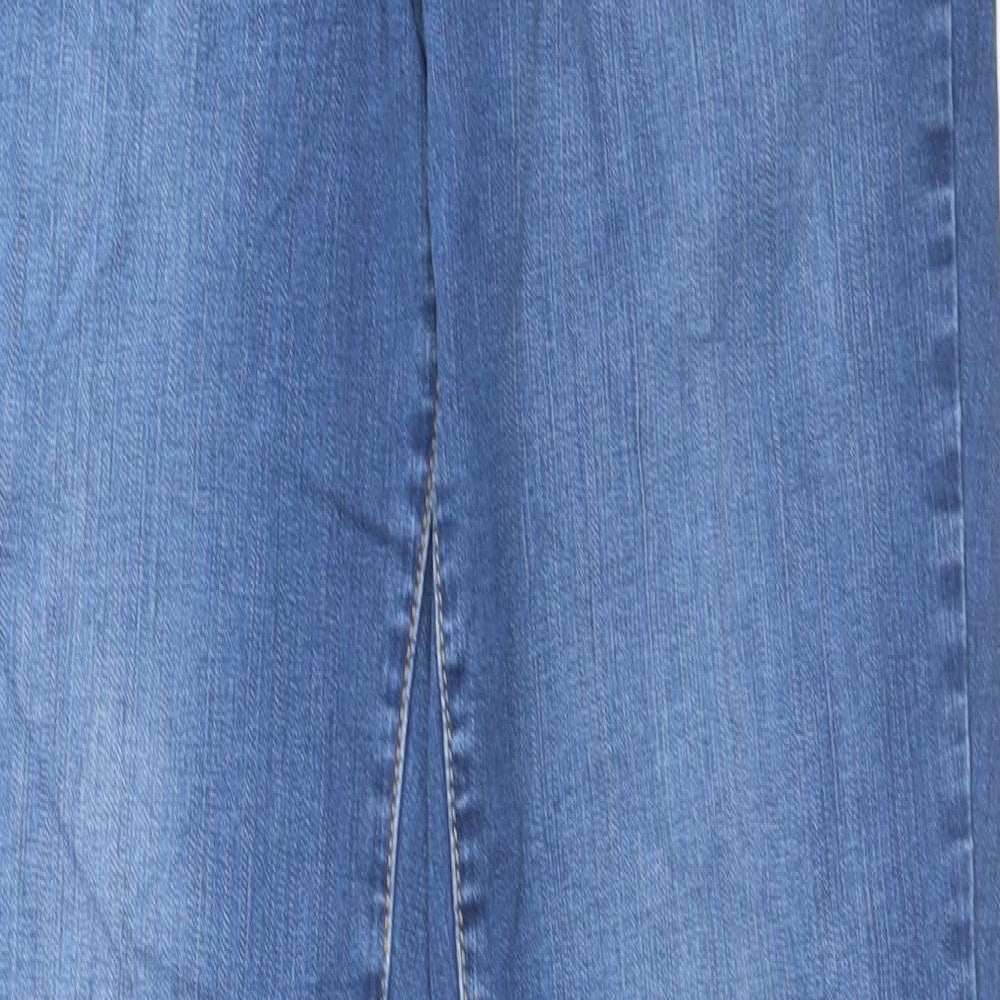 Marks and Spencer Womens Blue Cotton Straight Jeans Size 14 L31 in Regular Button - Sculpt & Lift