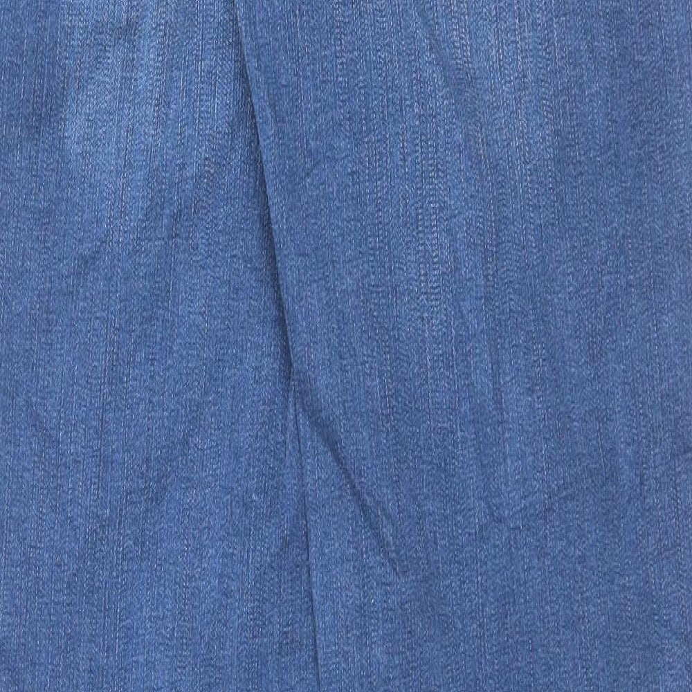 Marks and Spencer Womens Blue Cotton Straight Jeans Size 14 L31 in Regular Button - Sculpt & Lift