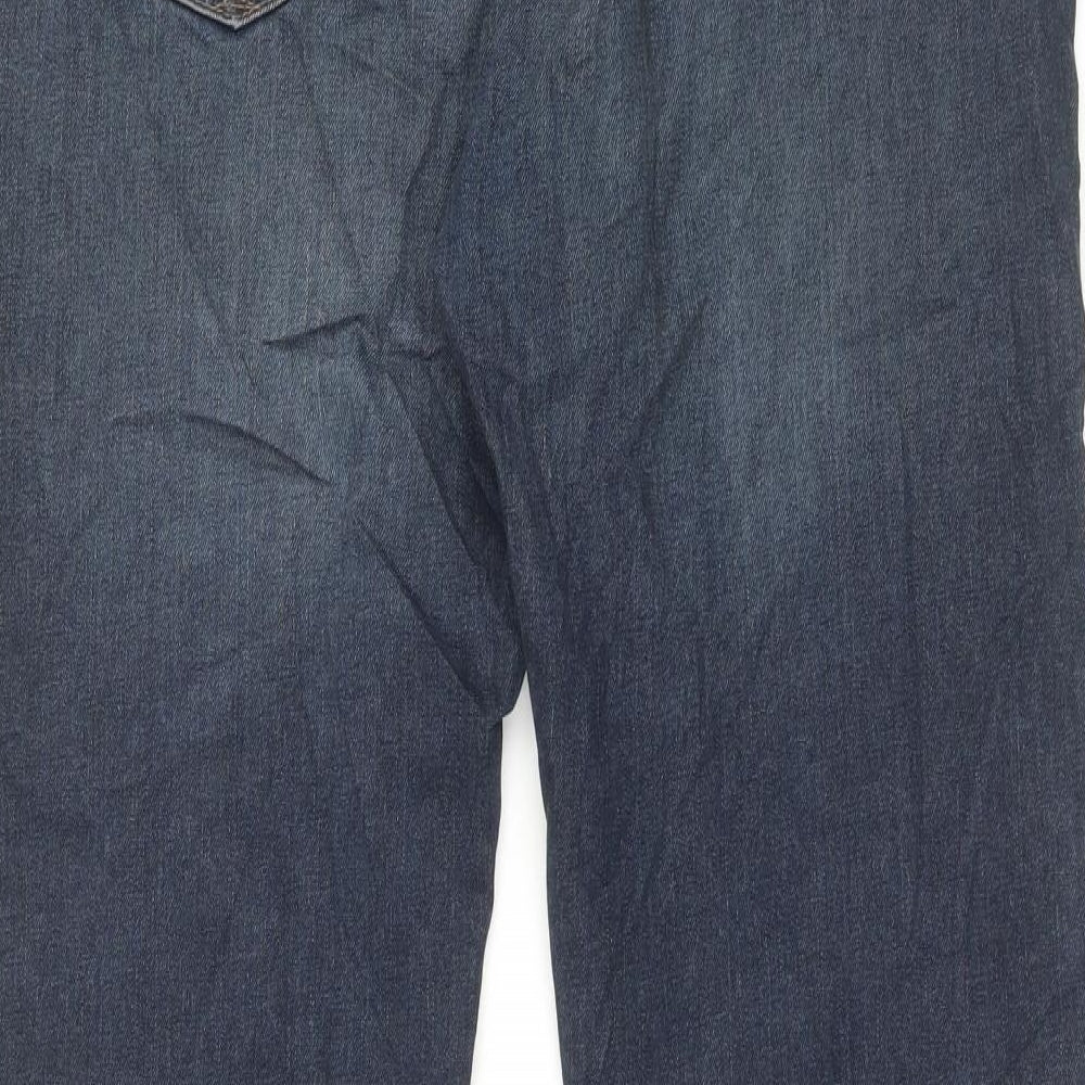 Marks and Spencer Mens Blue Cotton Straight Jeans Size 34 in L31 in Regular Button