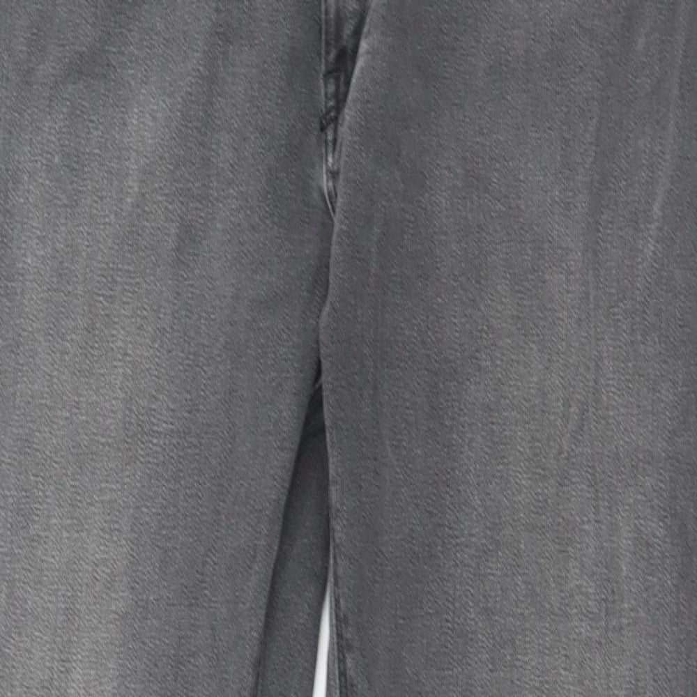 Marks and Spencer Mens Grey Cotton Straight Jeans Size 32 in L29 in Regular Button