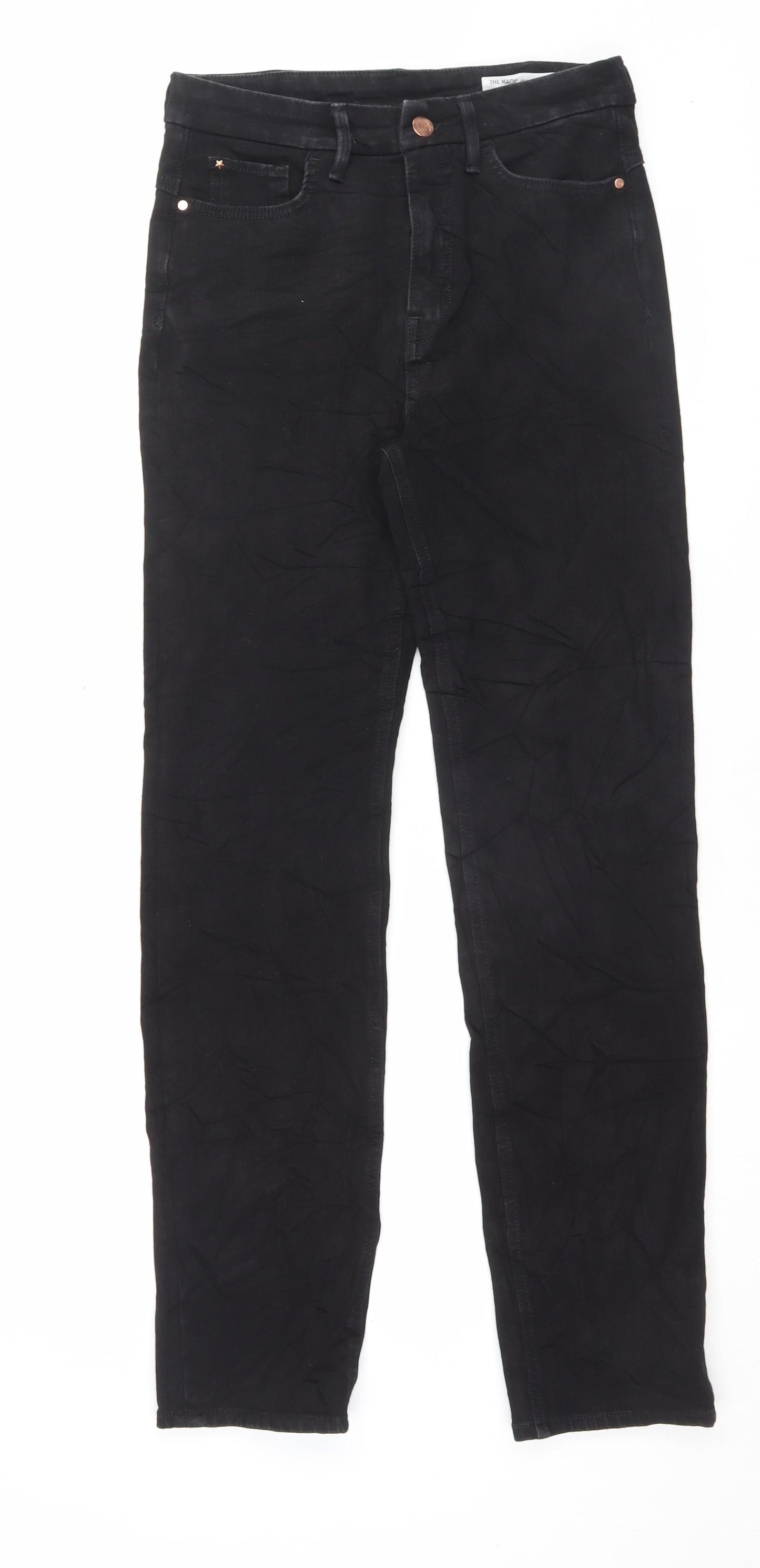 Marks and Spencer Womens Black Cotton Straight Jeans Size 10 L32 in Regular Button