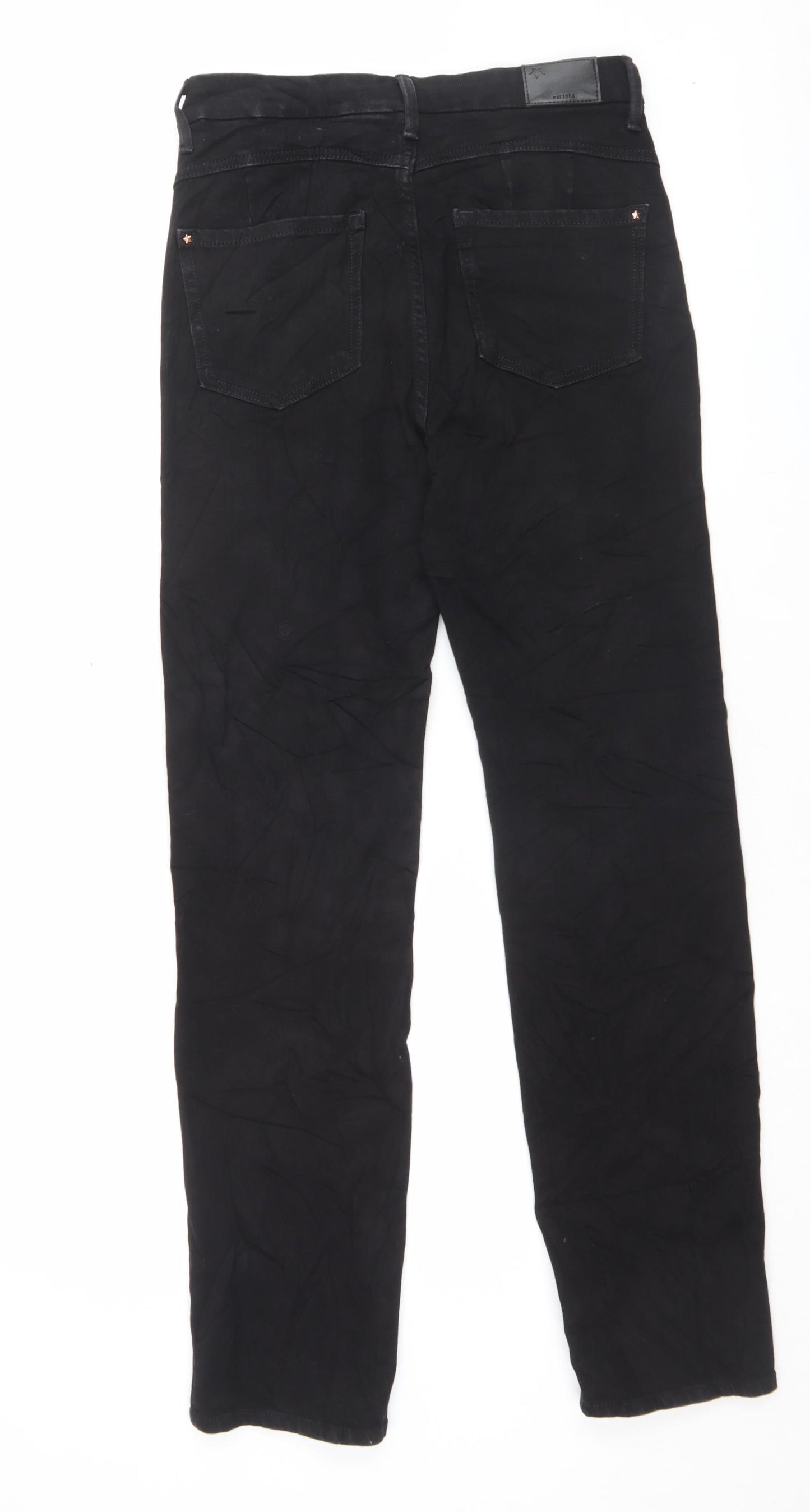 Marks and Spencer Womens Black Cotton Straight Jeans Size 10 L32 in Regular Button