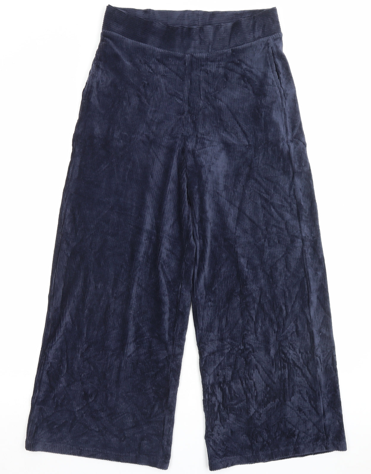Marks and Spencer Womens Blue Cotton Trousers Size 12 L25 in Regular