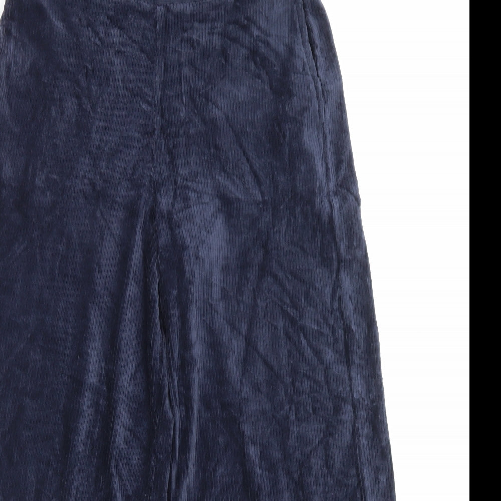 Marks and Spencer Womens Blue Cotton Trousers Size 12 L25 in Regular