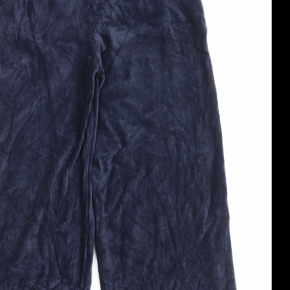 Marks and Spencer Womens Blue Cotton Trousers Size 12 L25 in Regular