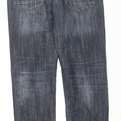 Matalan Mens Blue Cotton Straight Jeans Size 30 in L32 in Regular Button
