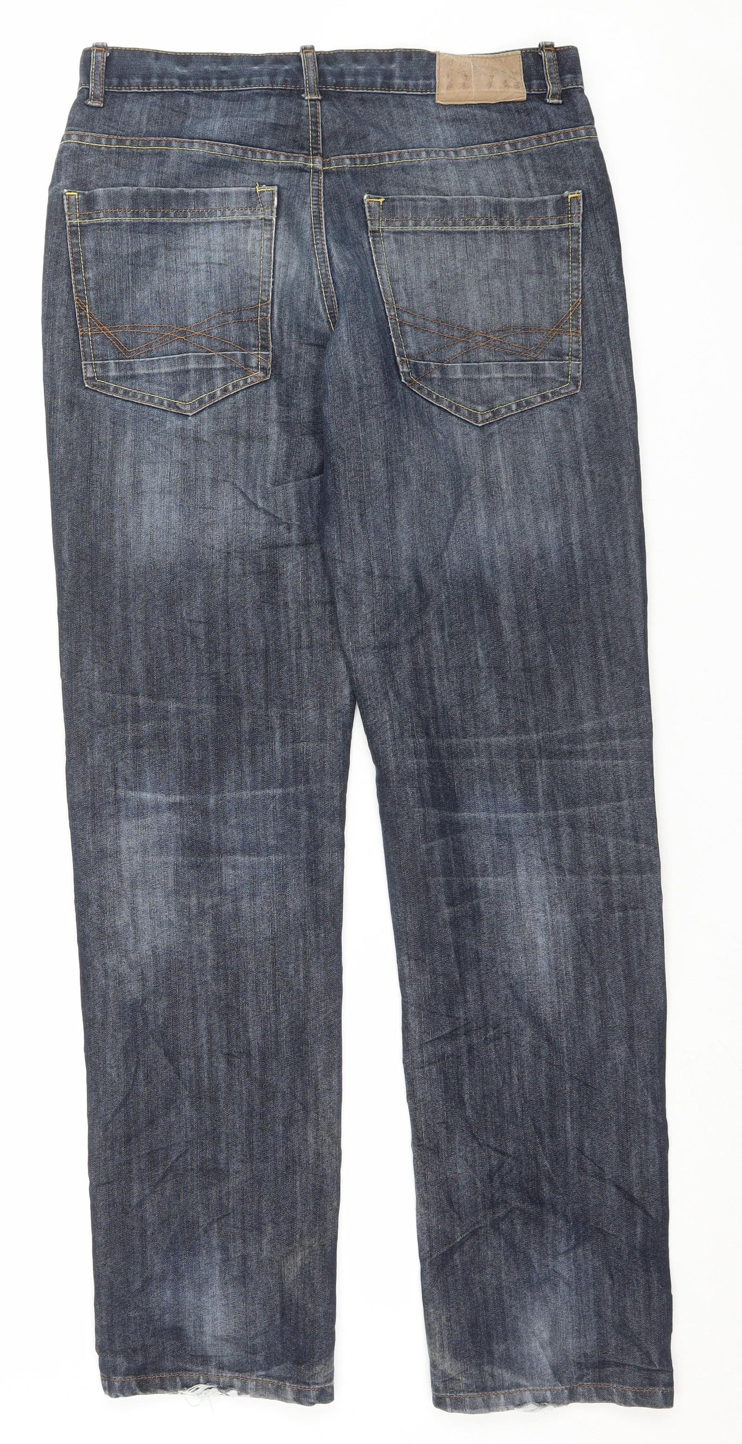 Matalan Mens Blue Cotton Straight Jeans Size 30 in L32 in Regular Button