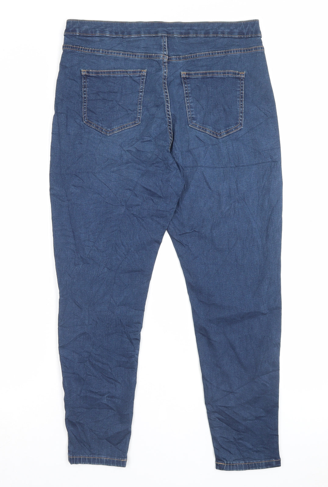 Marks and Spencer Womens Blue Cotton Skinny Jeans Size 16 L26 in Regular Button