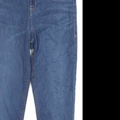 Marks and Spencer Womens Blue Cotton Skinny Jeans Size 16 L26 in Regular Button