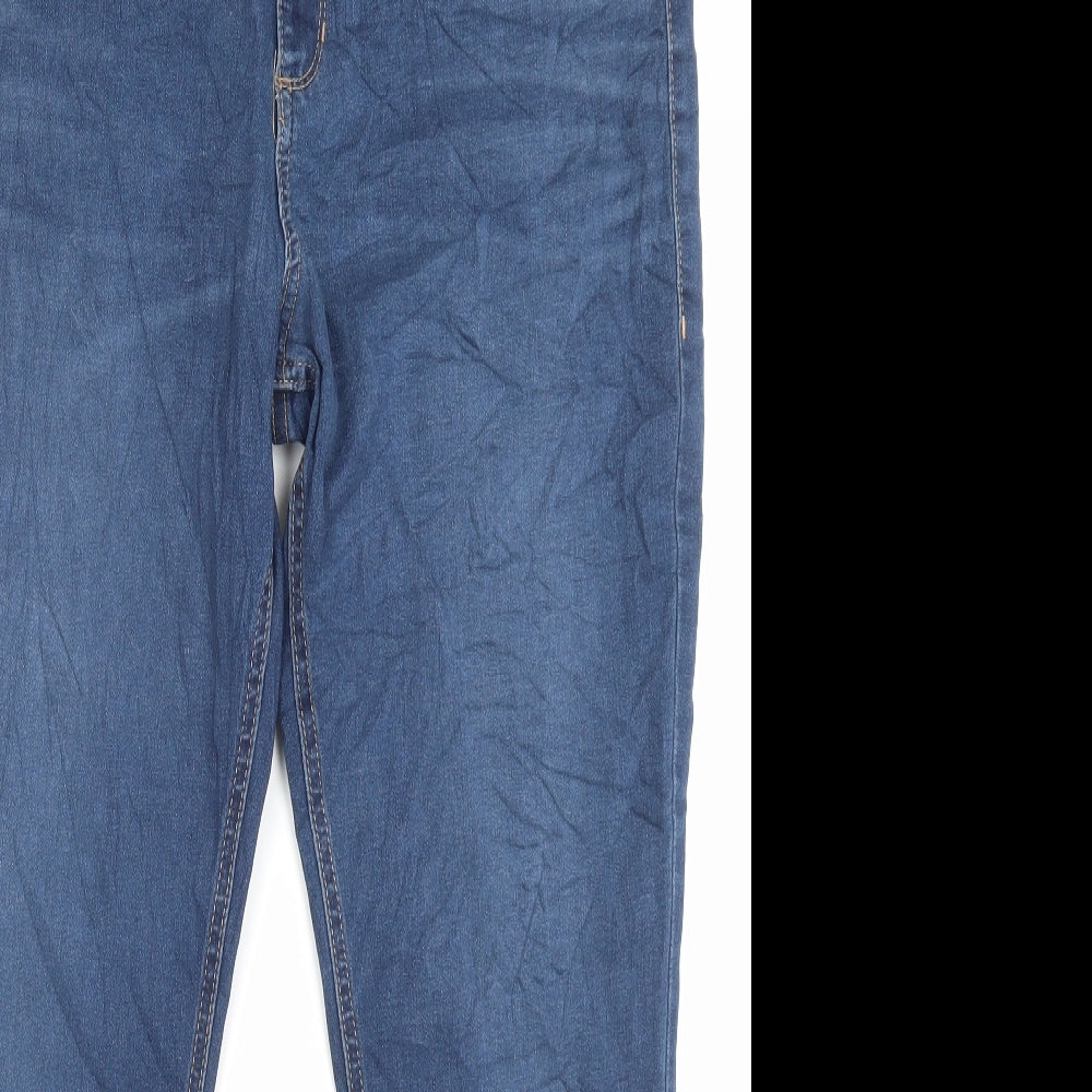 Marks and Spencer Womens Blue Cotton Skinny Jeans Size 16 L26 in Regular Button