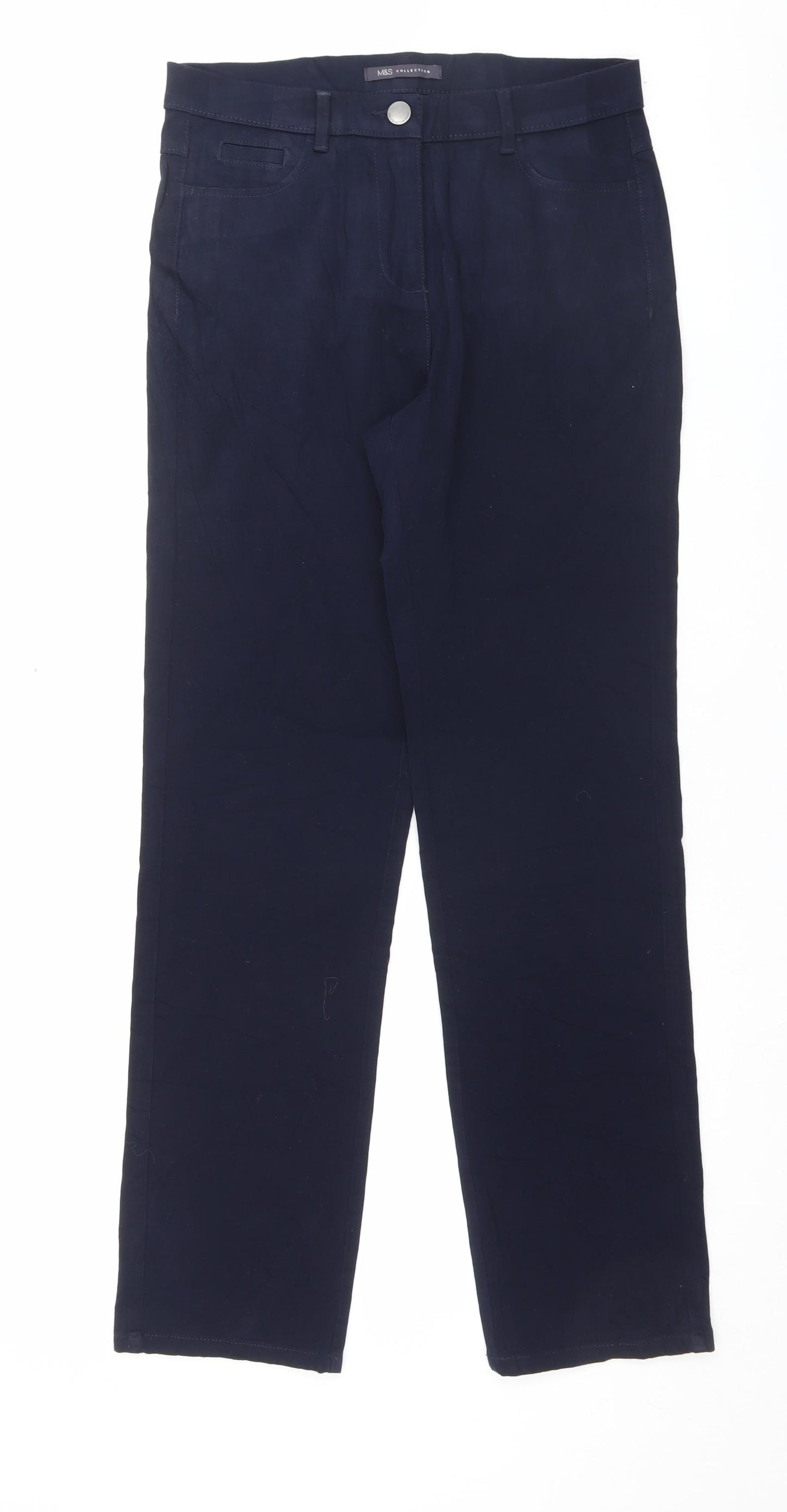 Marks and Spencer Womens Blue Cotton Straight Jeans Size 10 L30 in Regular Button