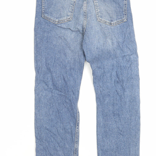 Marks and Spencer Womens Blue Cotton Straight Jeans Size 8 L24 in Regular Button