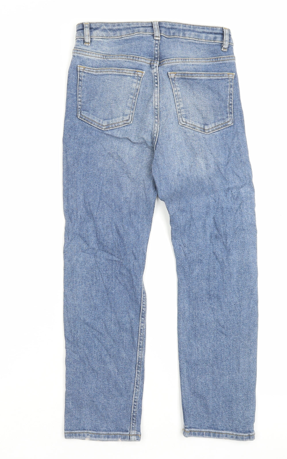 Marks and Spencer Womens Blue Cotton Straight Jeans Size 8 L24 in Regular Button