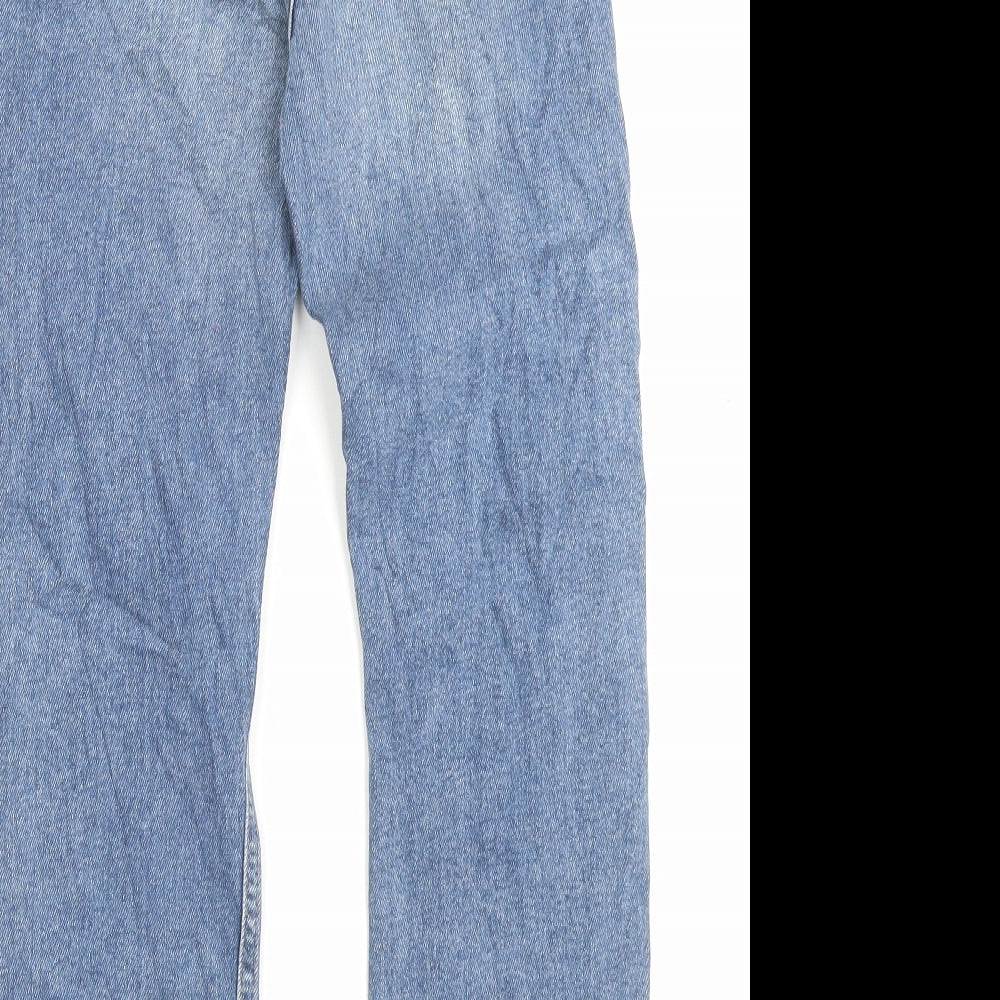 Marks and Spencer Womens Blue Cotton Straight Jeans Size 8 L24 in Regular Button