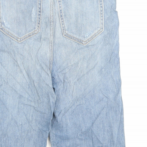 Marks and Spencer Womens Blue Cotton Bermuda Shorts Size 6 L10 in Regular Button - Distressed Shorts