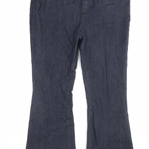 Dorothy Perkins Womens Blue Cotton Trousers Size 18 L27 in Regular Button