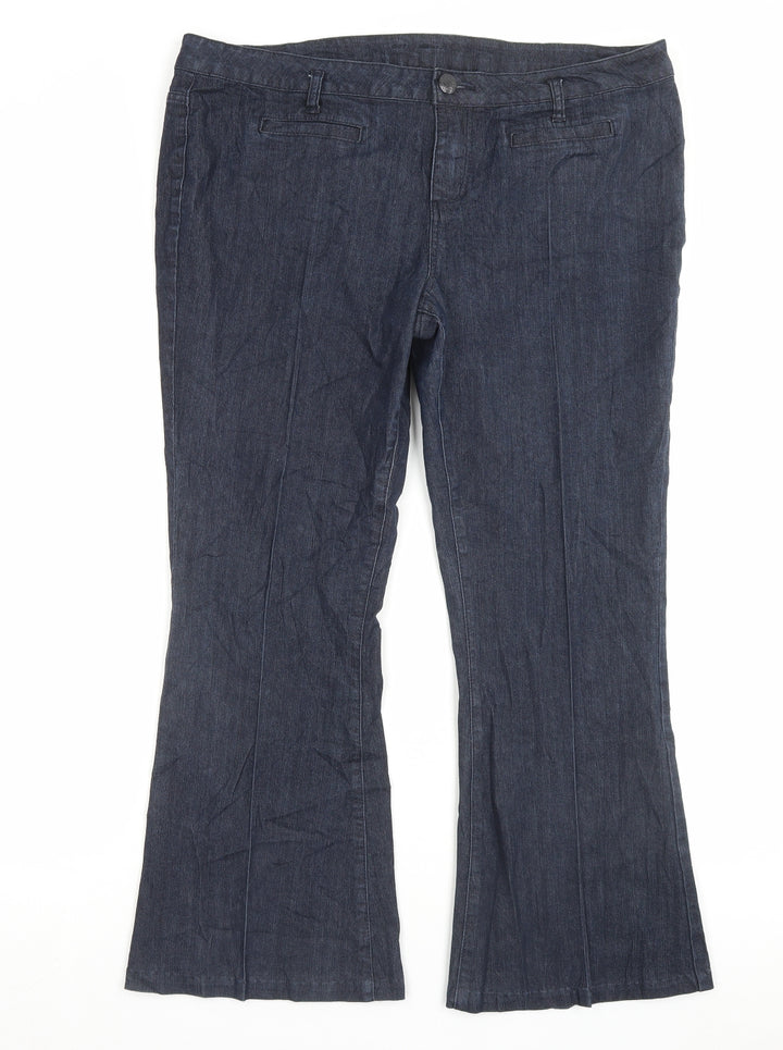 Dorothy Perkins Womens Blue Cotton Trousers Size 18 L27 in Regular Button