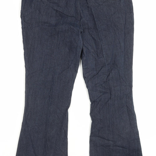 Dorothy Perkins Womens Blue Cotton Trousers Size 18 L27 in Regular Button