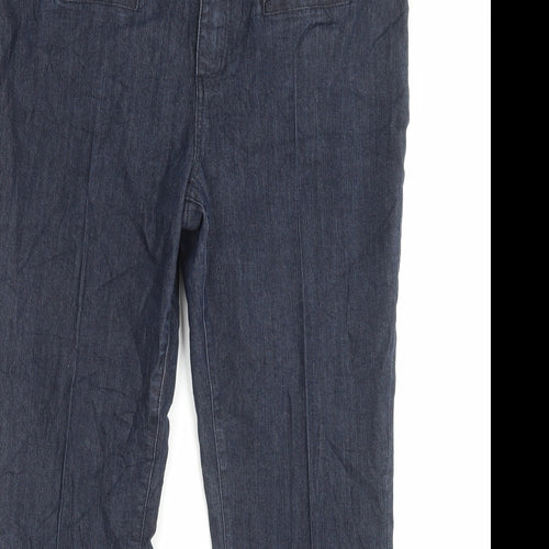 Dorothy Perkins Womens Blue Cotton Trousers Size 18 L27 in Regular Button