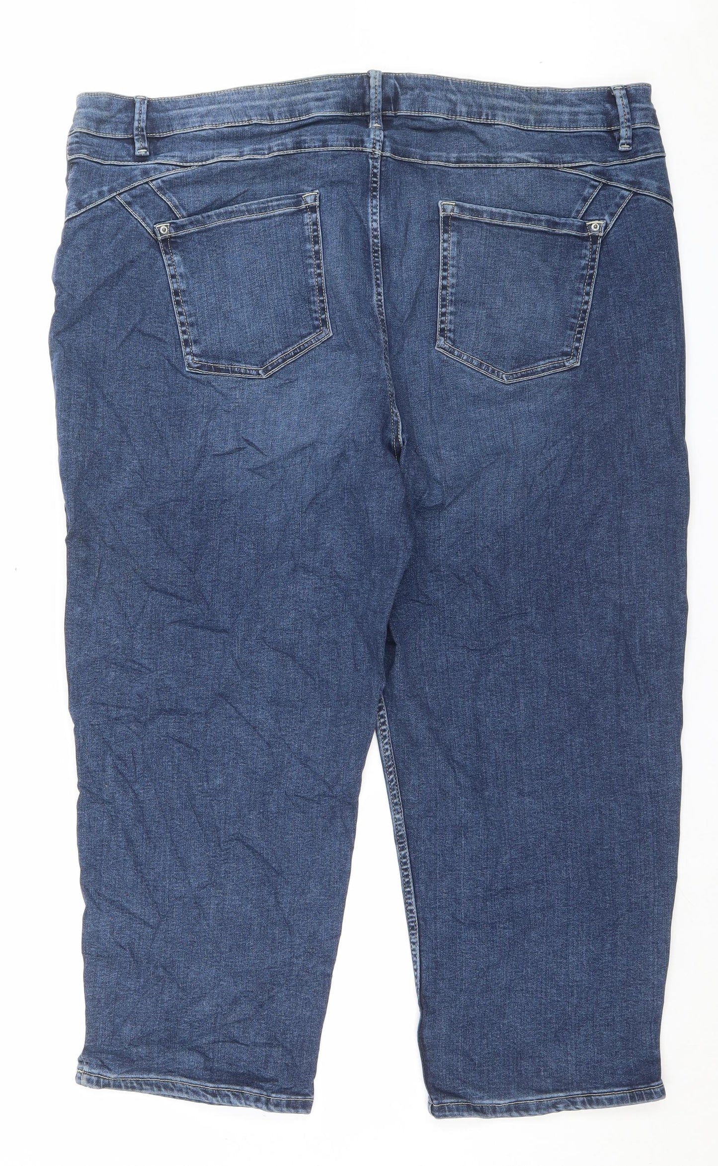 Marks and Spencer Womens Blue Cotton Cropped Jeans Size 22 L24 in Regular Button