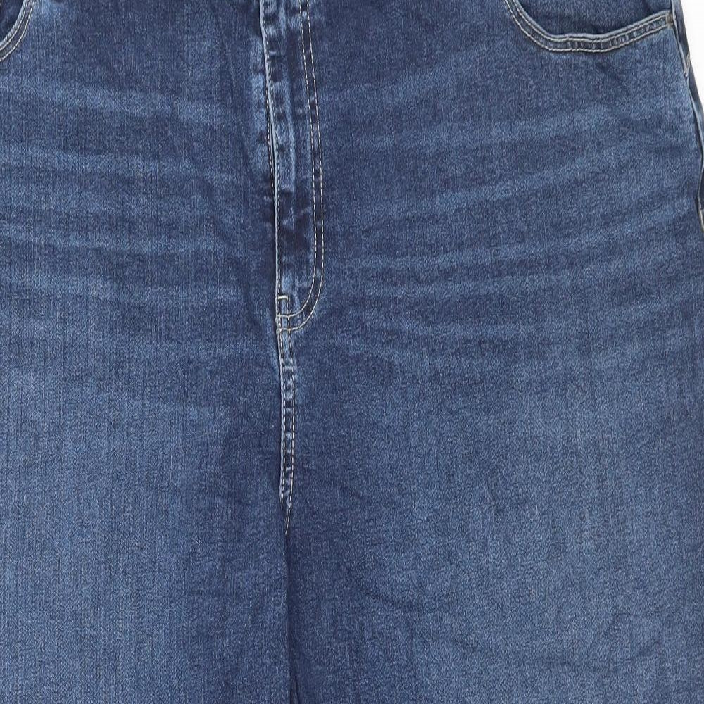 Marks and Spencer Womens Blue Cotton Cropped Jeans Size 22 L24 in Regular Button