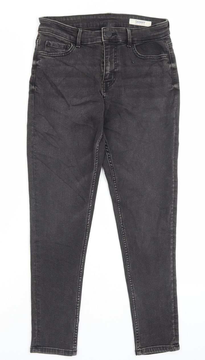 Marks and Spencer Womens Black Cotton Skinny Jeans Size 10 L25 in Regular Button