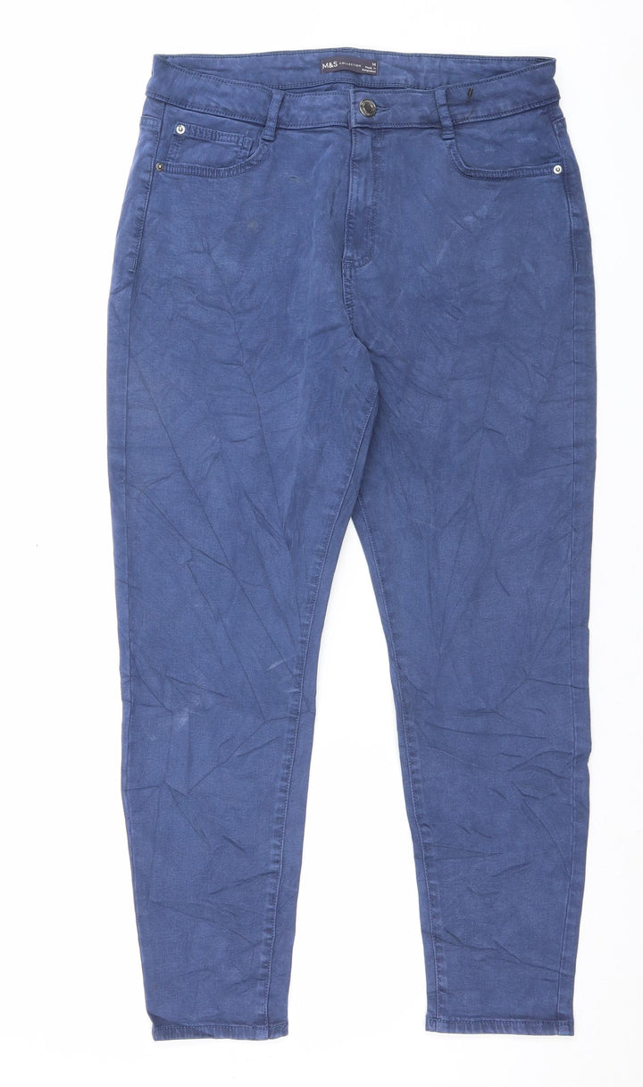 Marks and Spencer Womens Lyocell Straight Jeans Size 14 L26 in Regular Button
