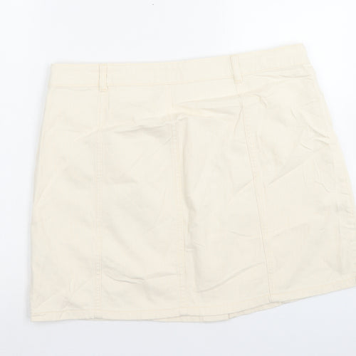 Marks and Spencer Womens Beige Cotton A-Line Skirt Size 16 Button