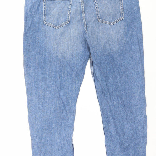 Marks and Spencer Womens Blue Cotton Straight Jeans Size 18 L27 in Slim Button - Relaxed