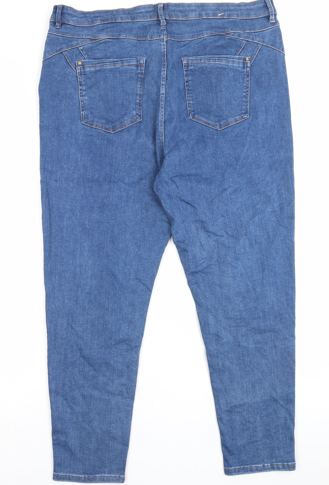 Per Una Womens Blue Cotton Skinny Jeans Size 20 L27 in Regular Button