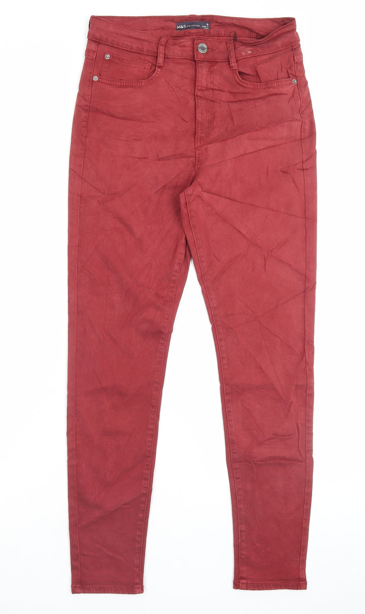 Marks and Spencer Womens Red Lyocell Skinny Jeans Size 10 L28 in Regular Button