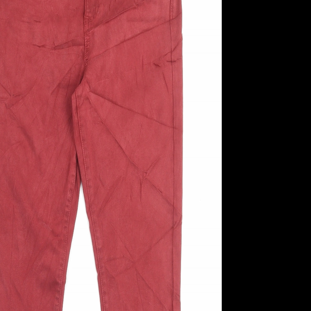 Marks and Spencer Womens Red Lyocell Skinny Jeans Size 10 L28 in Regular Button