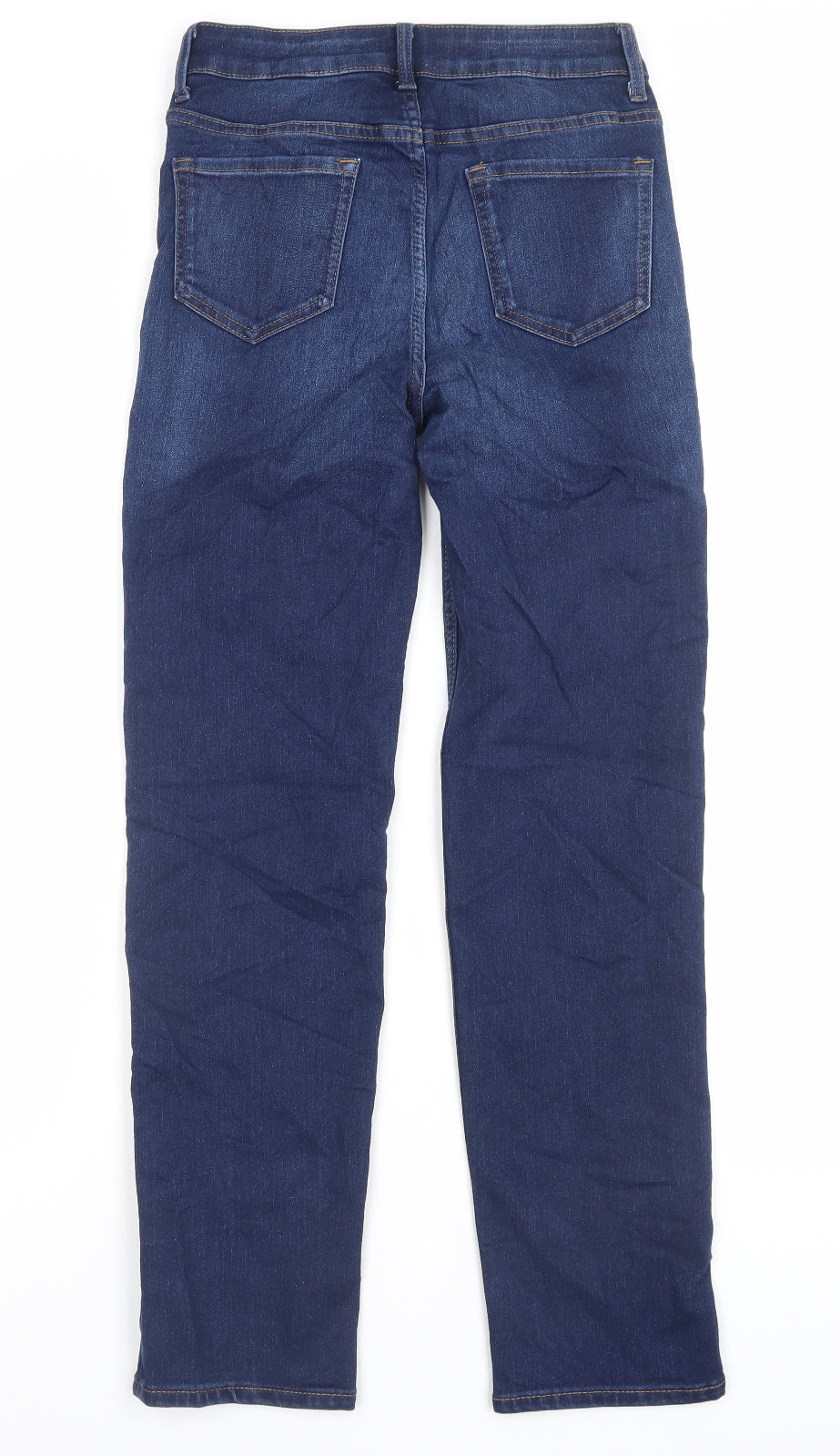 Marks and Spencer Womens Blue Cotton Straight Jeans Size 8 L28 in Regular Button
