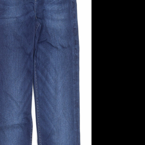 Marks and Spencer Womens Blue Cotton Straight Jeans Size 8 L28 in Regular Button