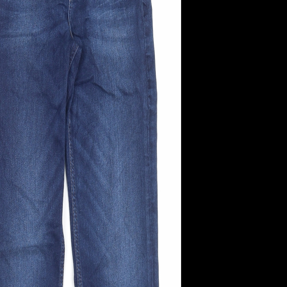 Marks and Spencer Womens Blue Cotton Straight Jeans Size 8 L28 in Regular Button