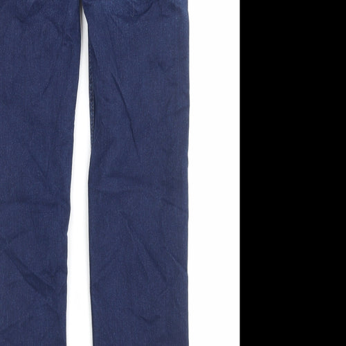 Marks and Spencer Womens Blue Cotton Straight Jeans Size 8 L28 in Regular Button