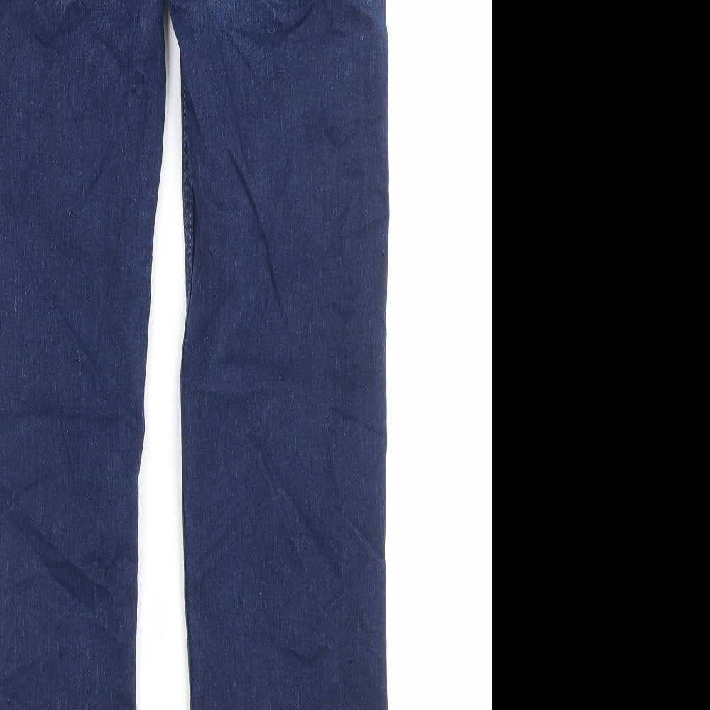 Marks and Spencer Womens Blue Cotton Straight Jeans Size 8 L28 in Regular Button