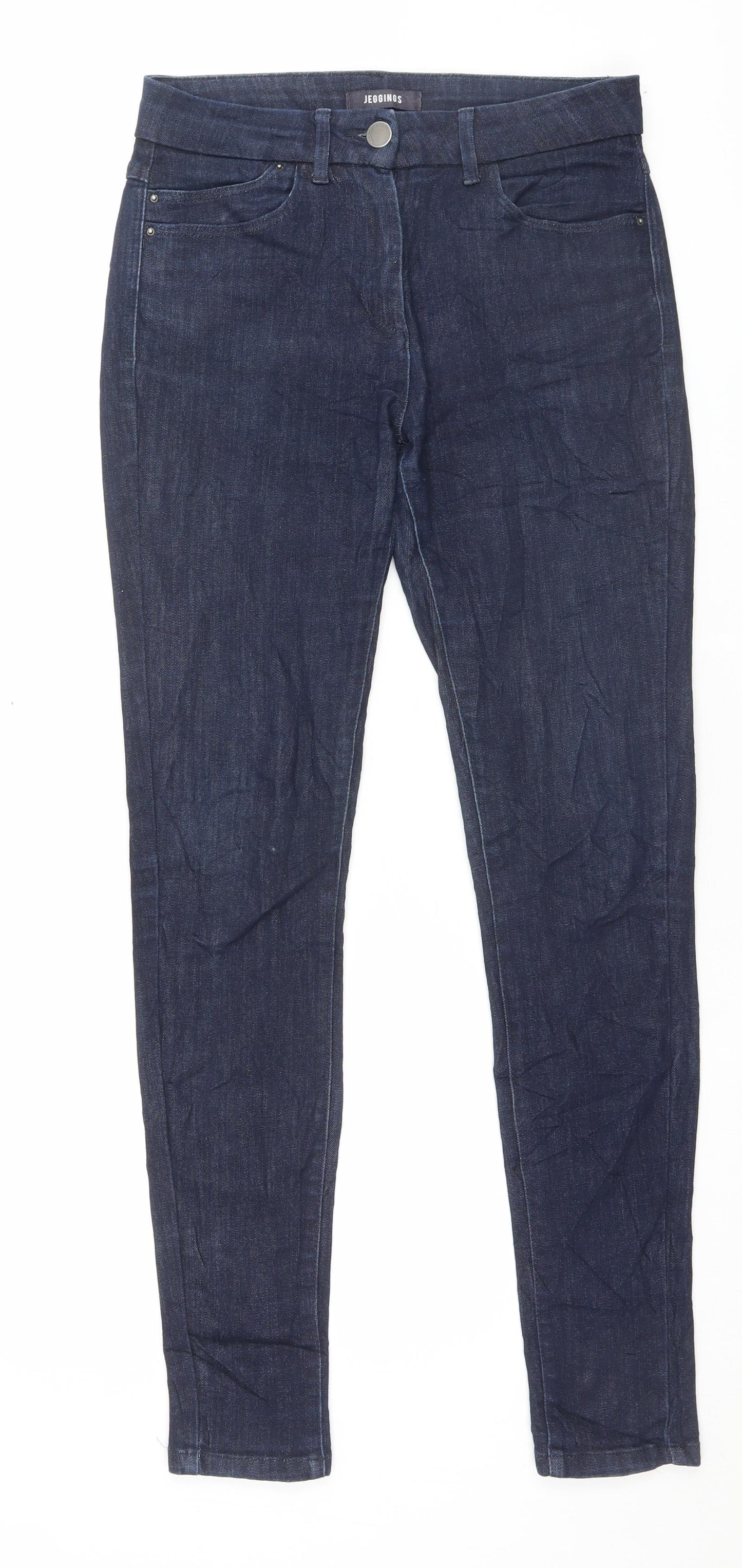 Marks and Spencer Womens Blue Cotton Skinny Jeans Size 10 L31 in Regular Button