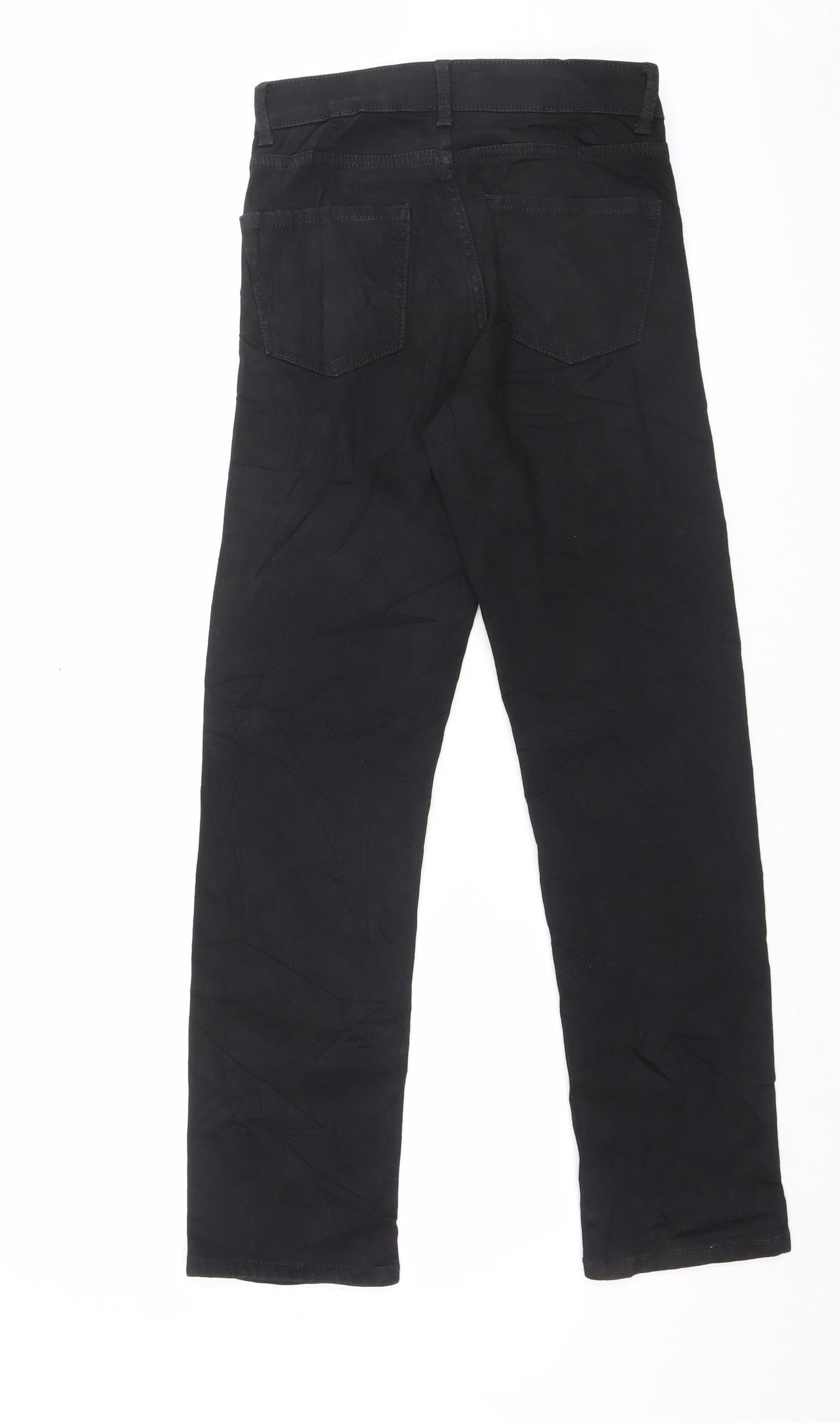 Marks and Spencer Womens Black Cotton Straight Jeans Size 8 L28 in Regular Button