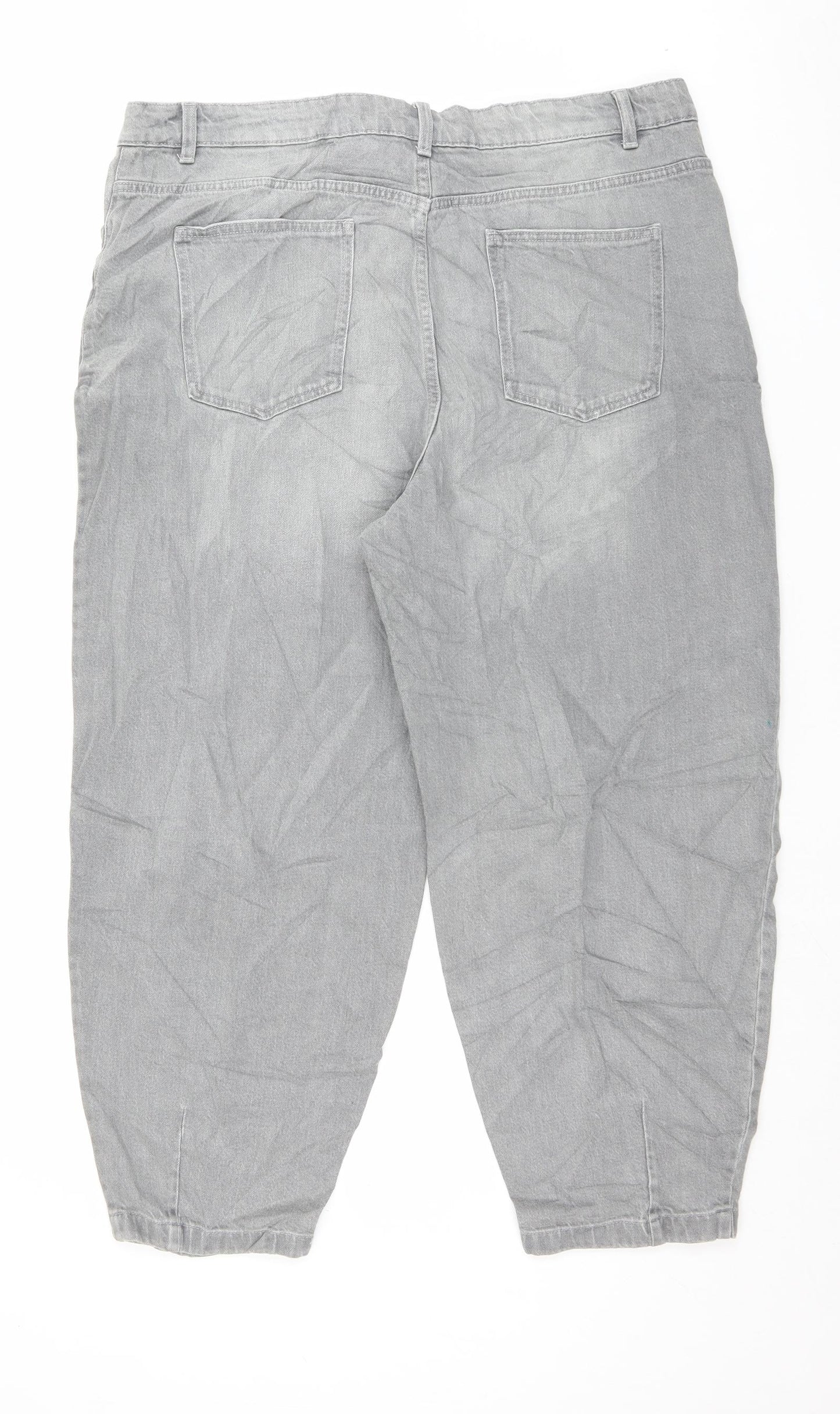 Marks and Spencer Womens Grey Cotton Straight Jeans Size 20 L27 in Slim Button - Relaxed