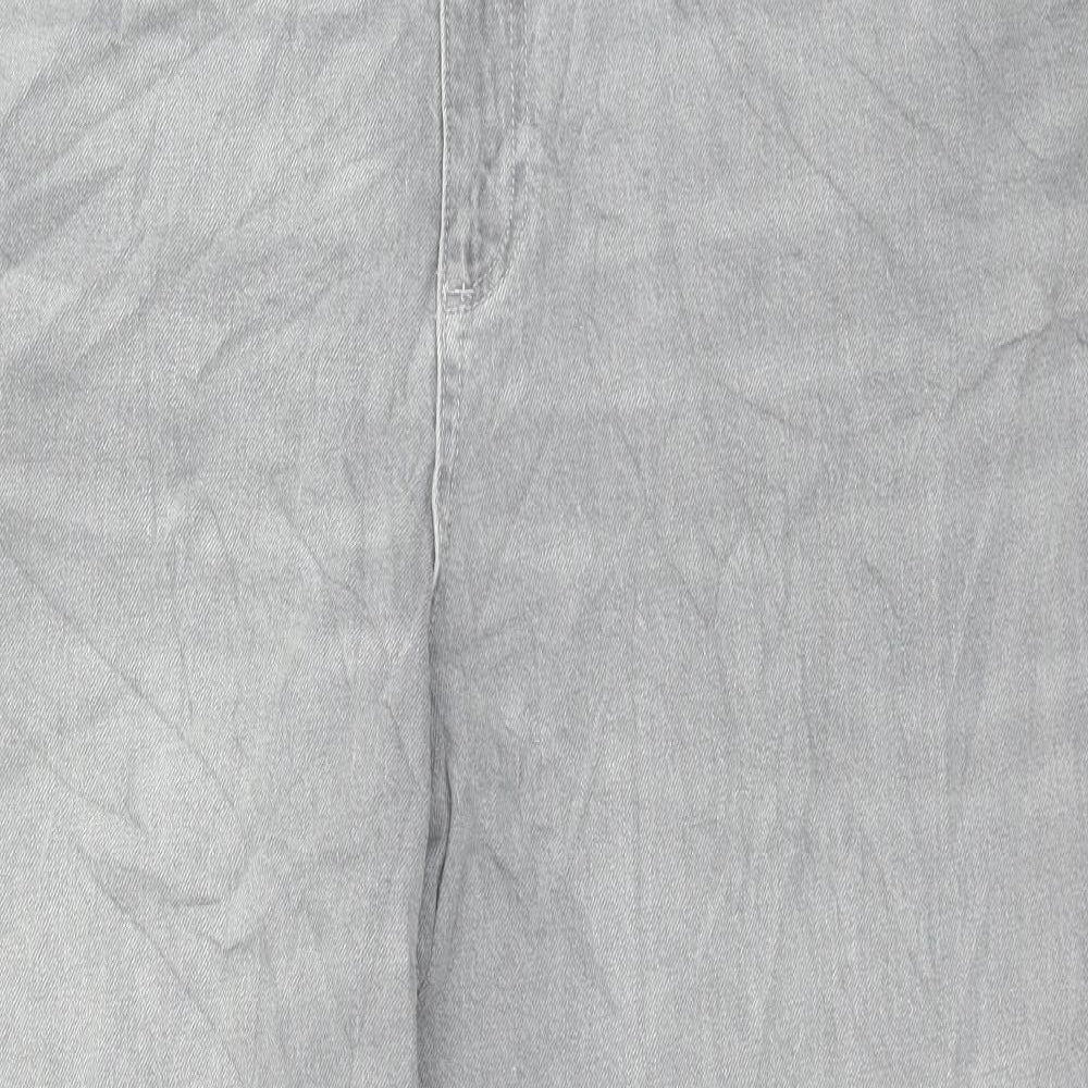 Marks and Spencer Womens Grey Cotton Straight Jeans Size 20 L27 in Slim Button - Relaxed