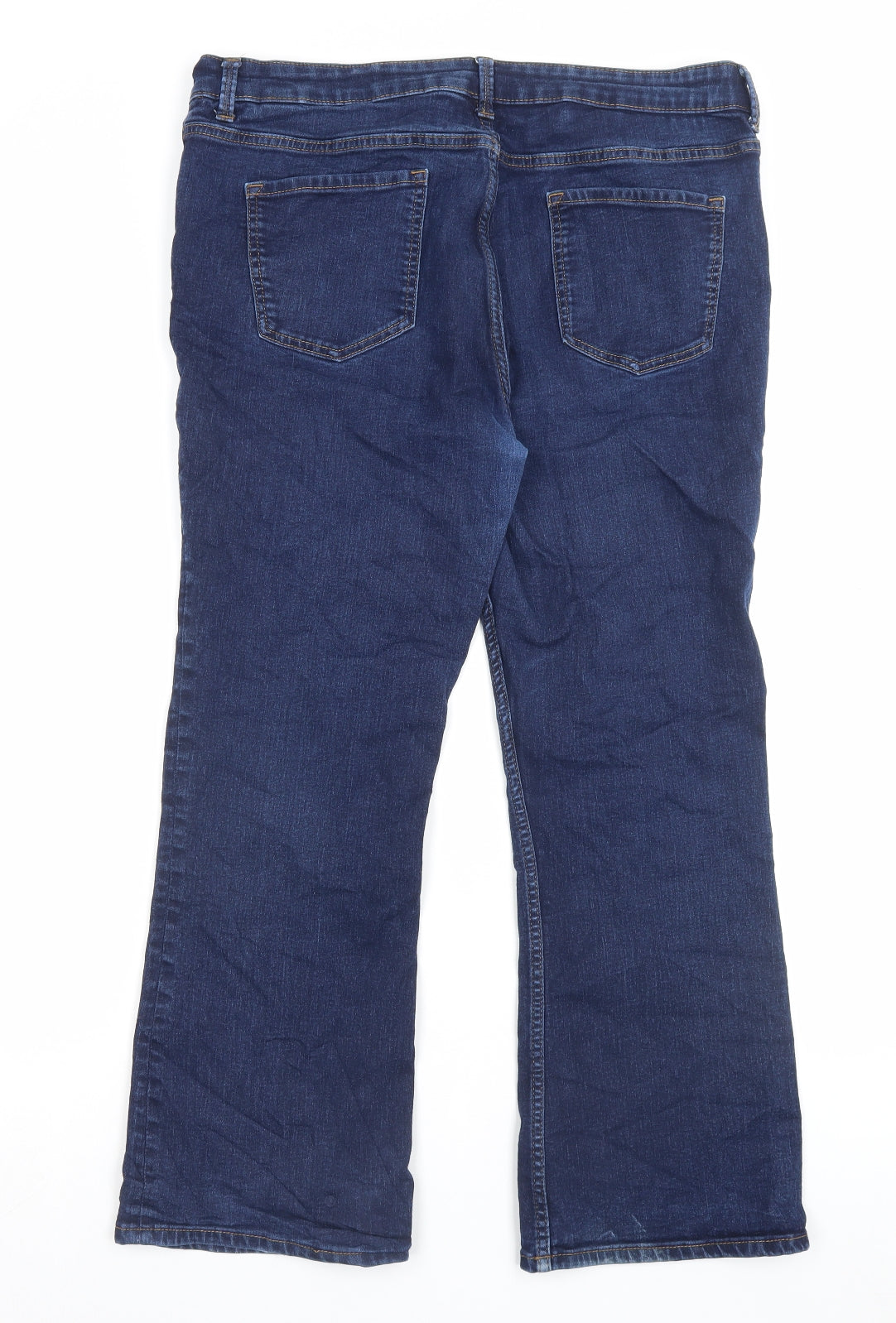 Marks and Spencer Womens Black Cotton Bootcut Jeans Size 18 L26 in Regular Button