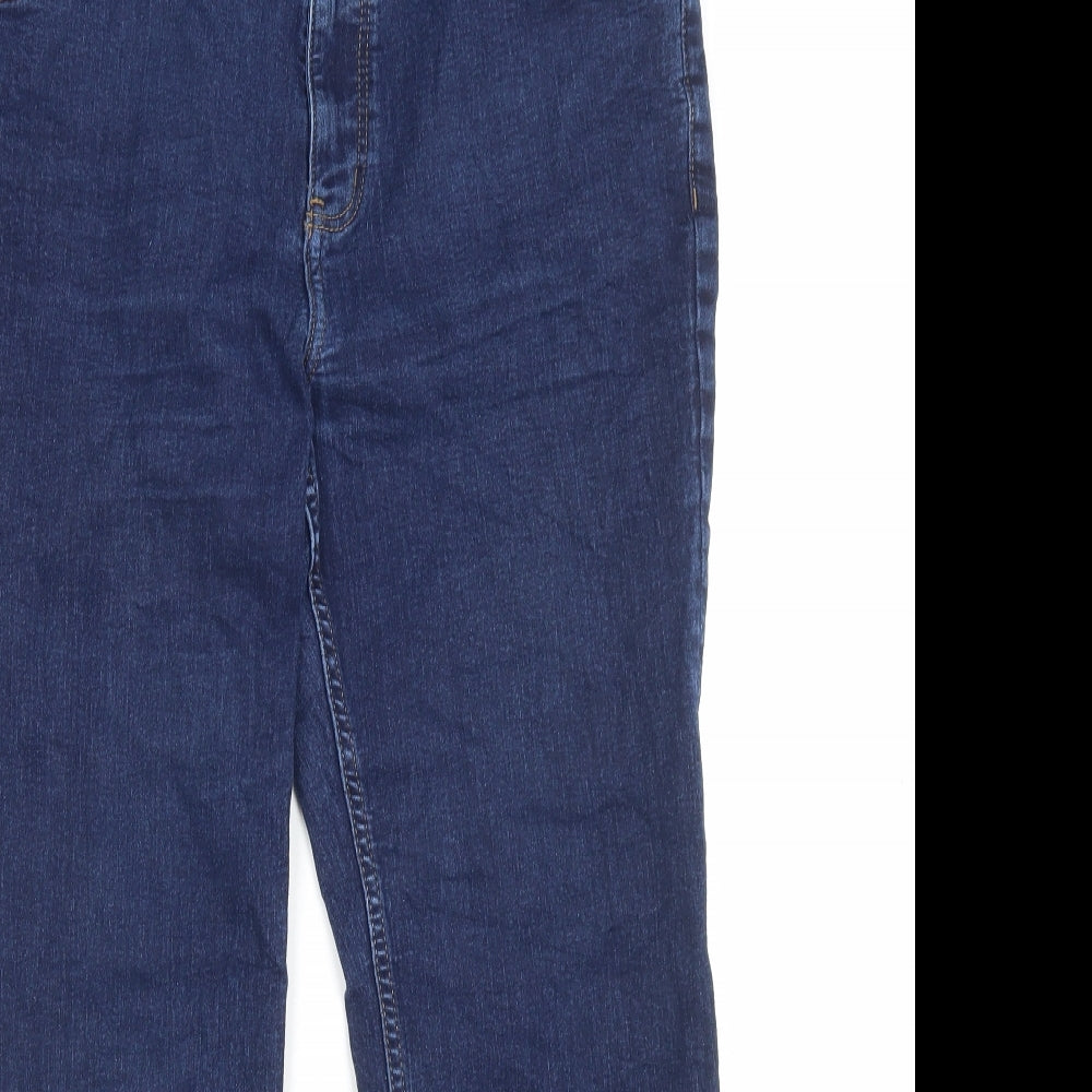 Marks and Spencer Womens Black Cotton Bootcut Jeans Size 18 L26 in Regular Button