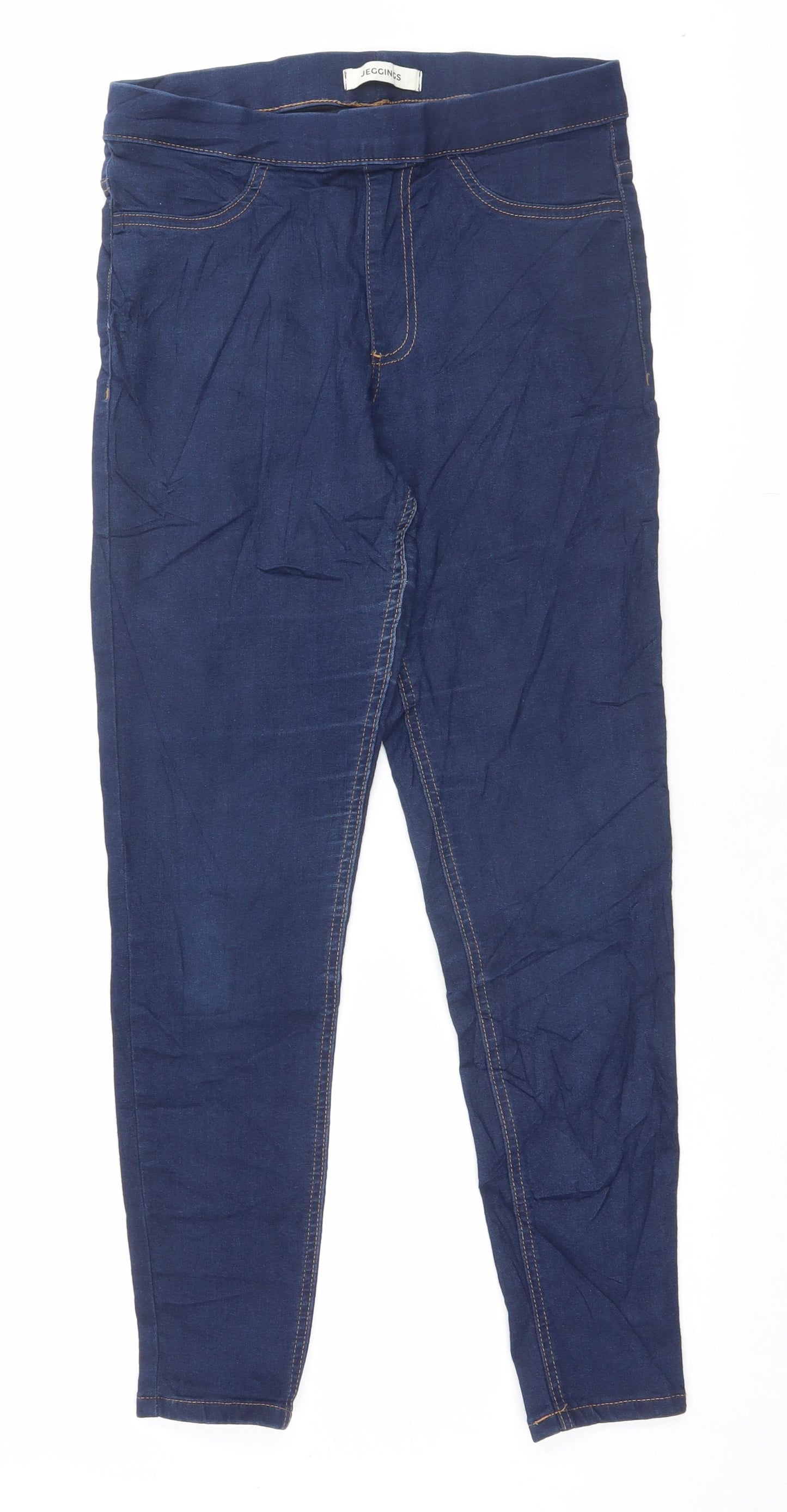 Marks and Spencer Womens Blue Cotton Jegging Trousers Size 10 L27 in Regular
