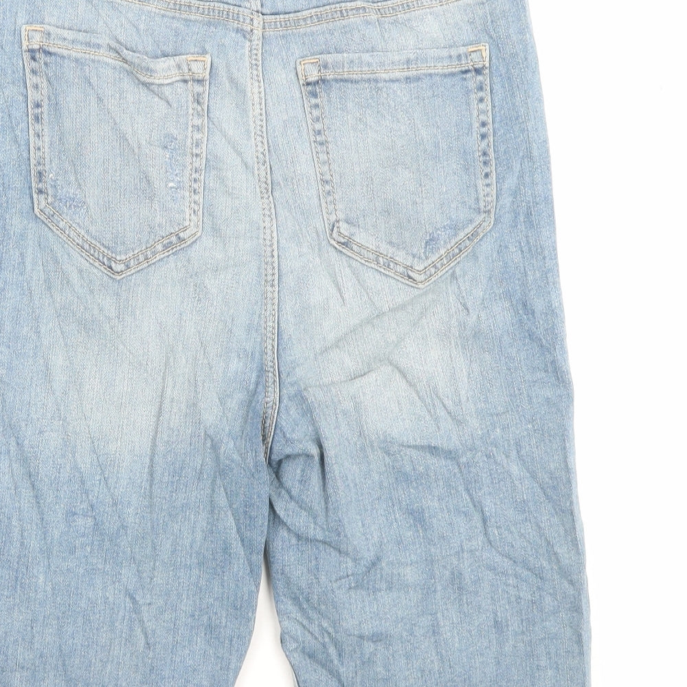 Marks and Spencer Womens Blue Cotton Bermuda Shorts Size 8 L10 in Regular Button