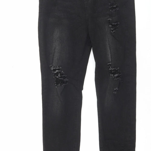 SheIn Womens Black Cotton Skinny Jeans Size M L26 in Regular Button