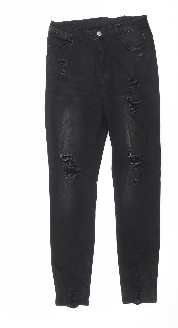 SheIn Womens Black Cotton Skinny Jeans Size M L26 in Regular Button
